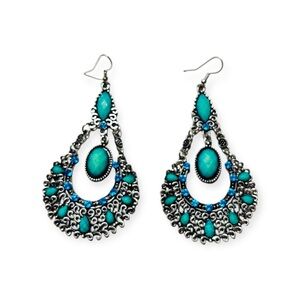 Elegant Turquoise and Silver Drop Earrings